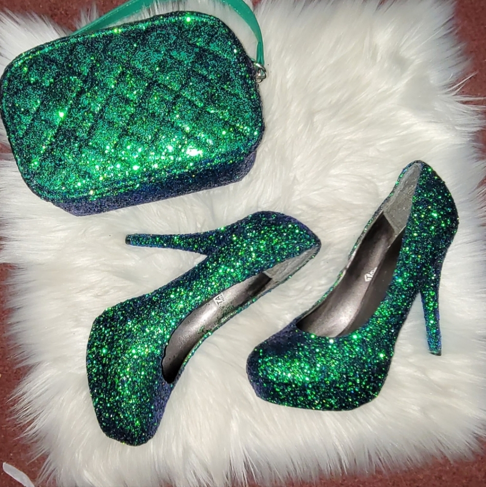 Green/Blue Colorshift Glitter Shoes sz 8